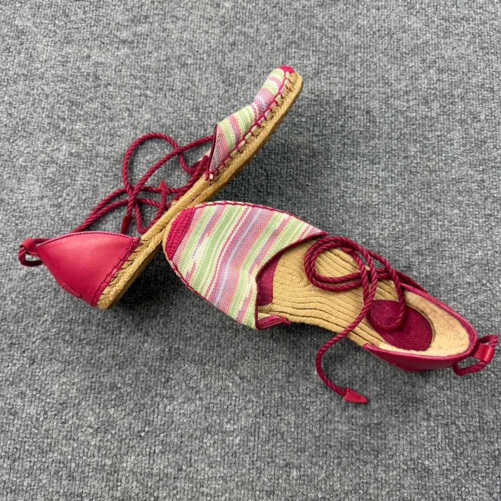 UGG AUSTRALIA LIBBI Sarape Flat Espadrille Womens Size 11 Ankle Lace Tie Sandal